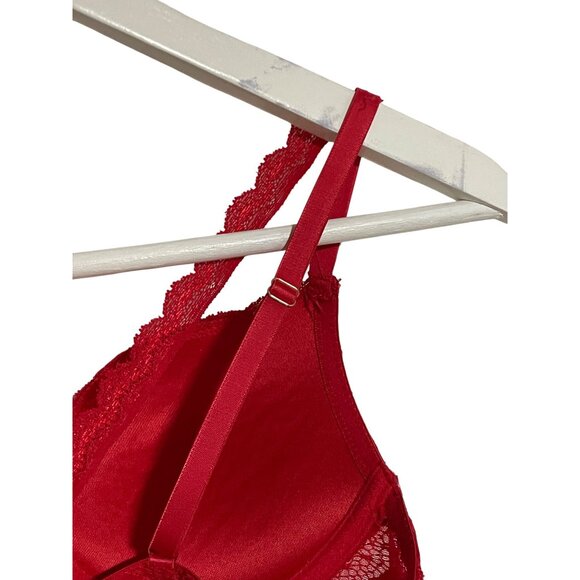 Red Lace Underwire Bralette With Adjustable Straps & Back Clasp Size M #C-6-115- - Picture 6 of 9